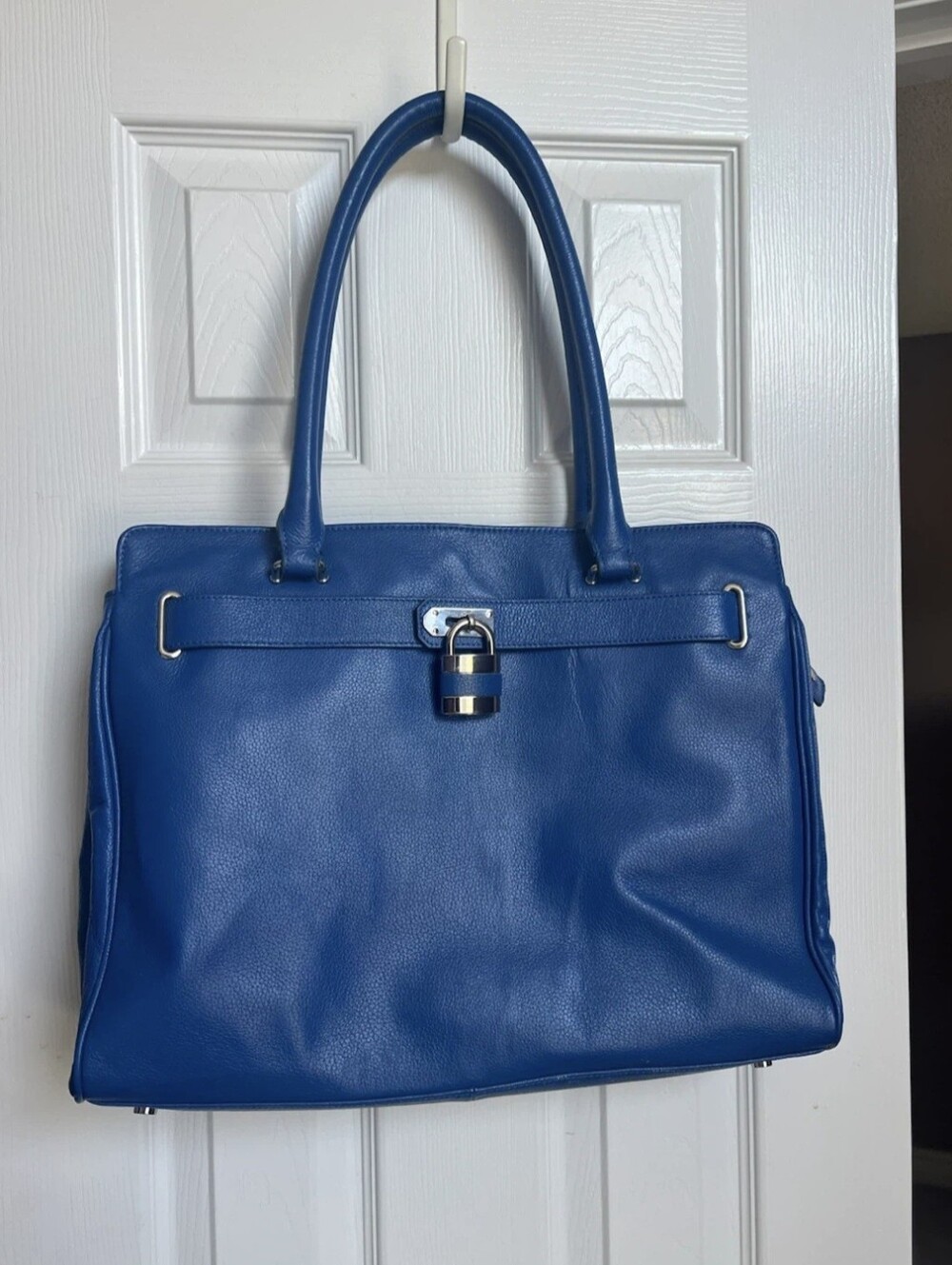 Blue Pebbled Leather Satchel Hand Bag By DANIEL